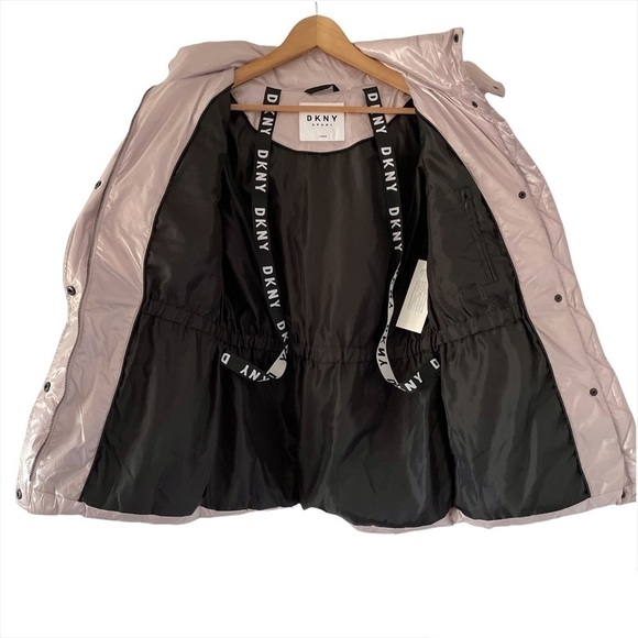 NEW DKNY Hooded Puffer Jacket in Metallic Wren size S - Picture 3 of 12